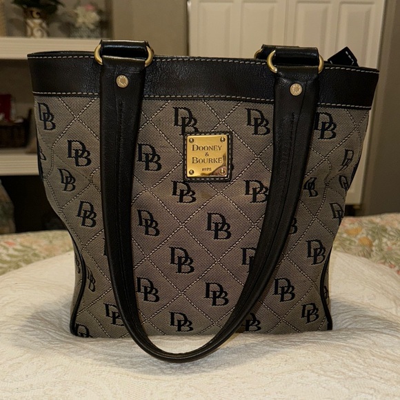 Dooney & Bourke Black and Gray Tote - Picture 1 of 8